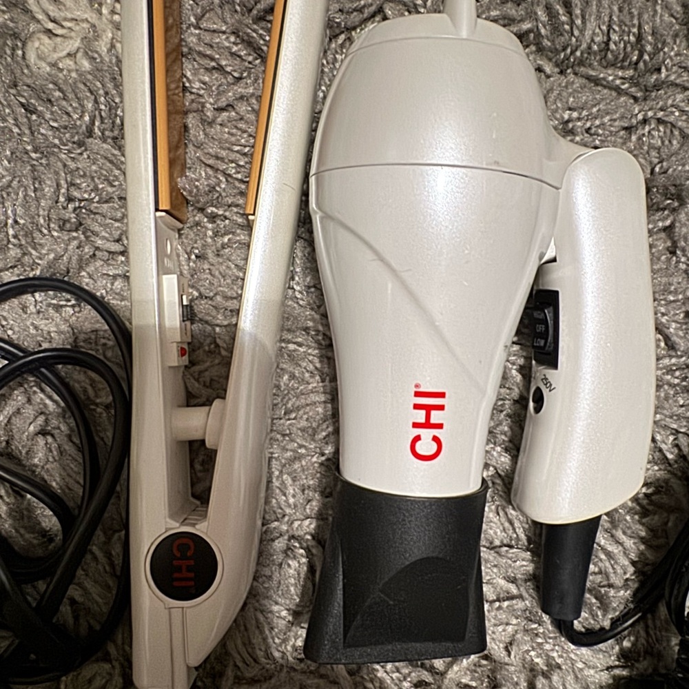 CHI White Hair Dryer and Flat Iron Set